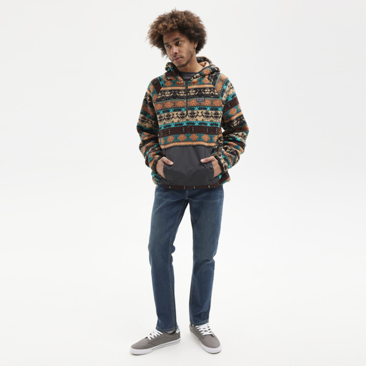 Sudadera de felpa tipo borreguito con capucha y media cremallera DALTON Hydroponic