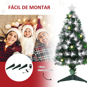 Árbol de Navidad 90 cm Árbol de Navidad con Fibra Óptica Árbol de Navidad Artificial con 90 Luces LED y 90 Ramas para Interior Verde y Blanco