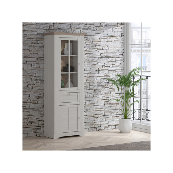 Vitrine en bois effet chêne clair blanchi L75cm - ILONA
