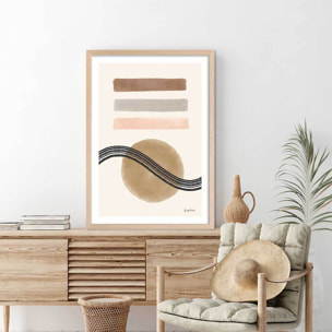 Poster Abstrait des années 50 Affiche + cadre en bois - Chêne