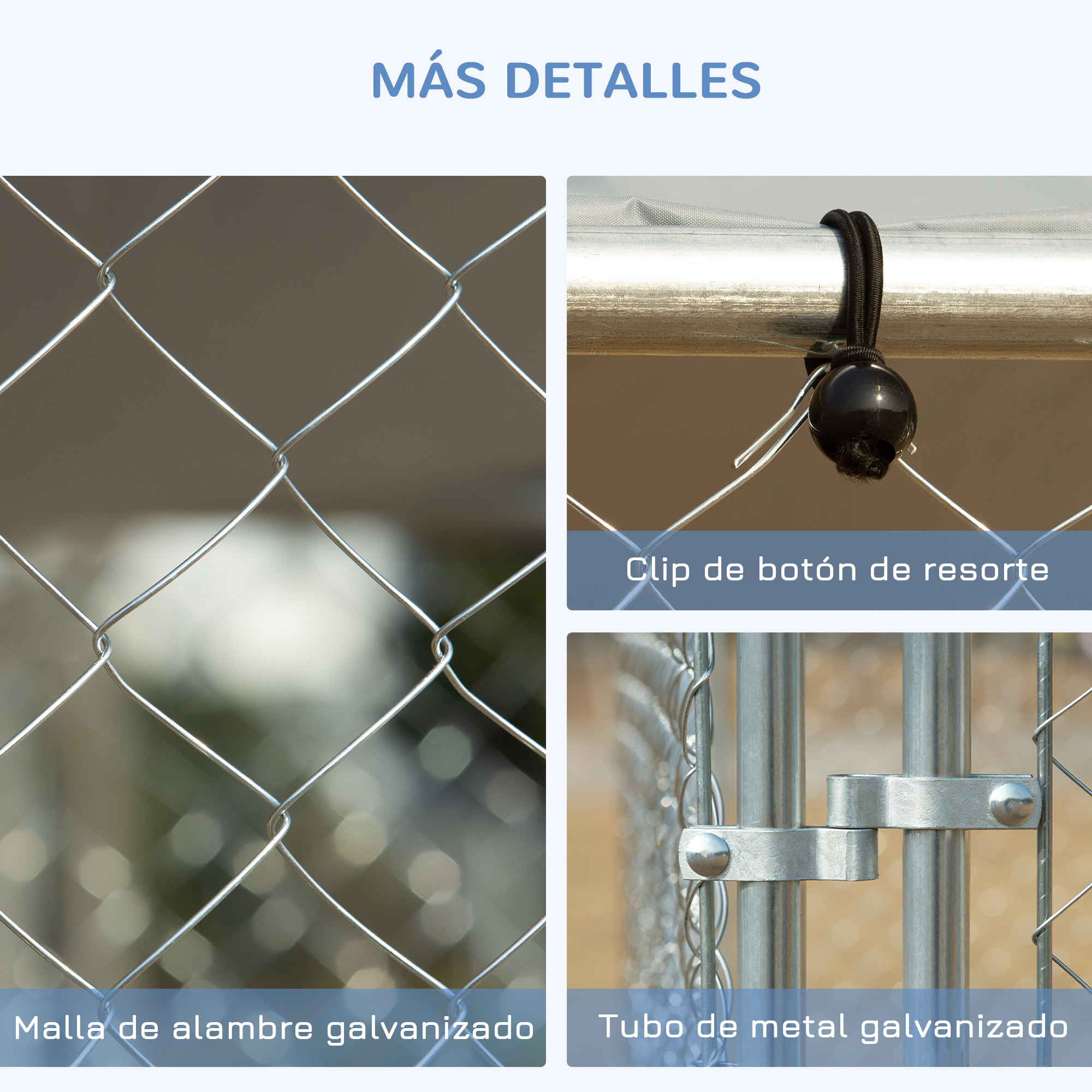 Perrera de Exterior con Toldo Anti-UV Impermeable Parque para Perros con Puerta con Pestillo y Marco de Metal Galvanizado para Patio Jardín Terraza 4x2,3x2,3 m Plata