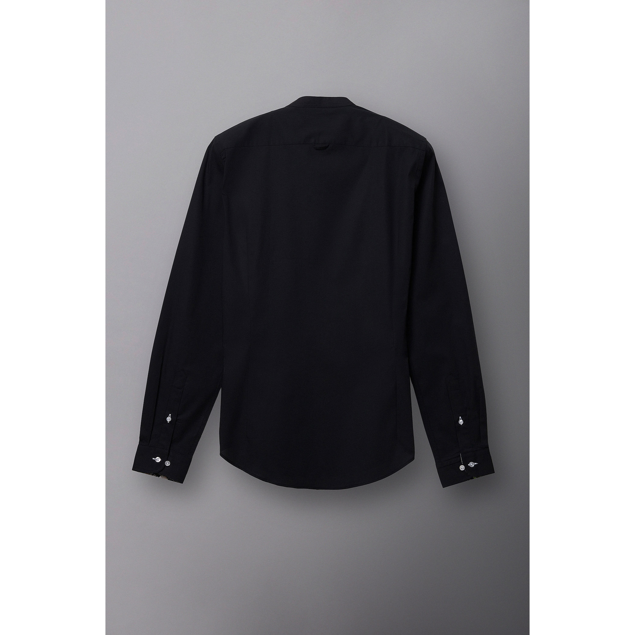 Camicia Uomo Coreano Slim Popeline Stretch Unito Nero