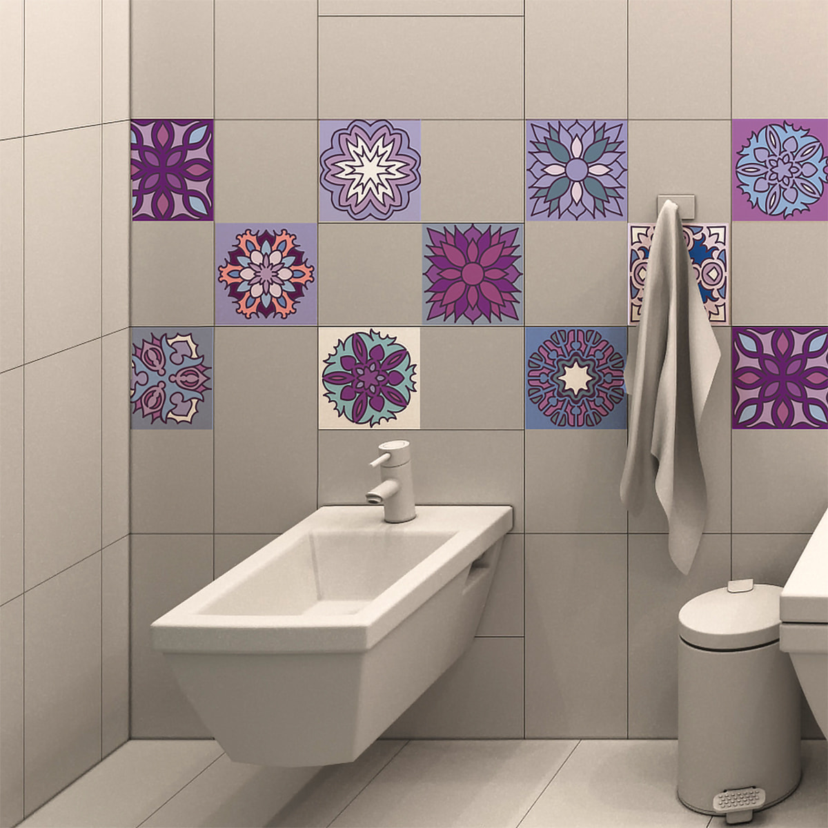 Stickers muraux - Sticker Mural Carrelage adhésif Cuisine Salle de Bain - 24 STICKERS CARRELAGES AZULEJOS TRIKALA