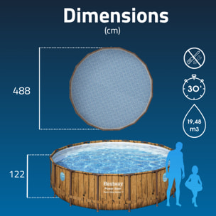 Bestway Piscine hors sol tubulaire ronde Bestway Power Steel Swim Vista 488 x 122 cm décor bois