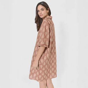 Vestido corto camisero hilo garden rosette