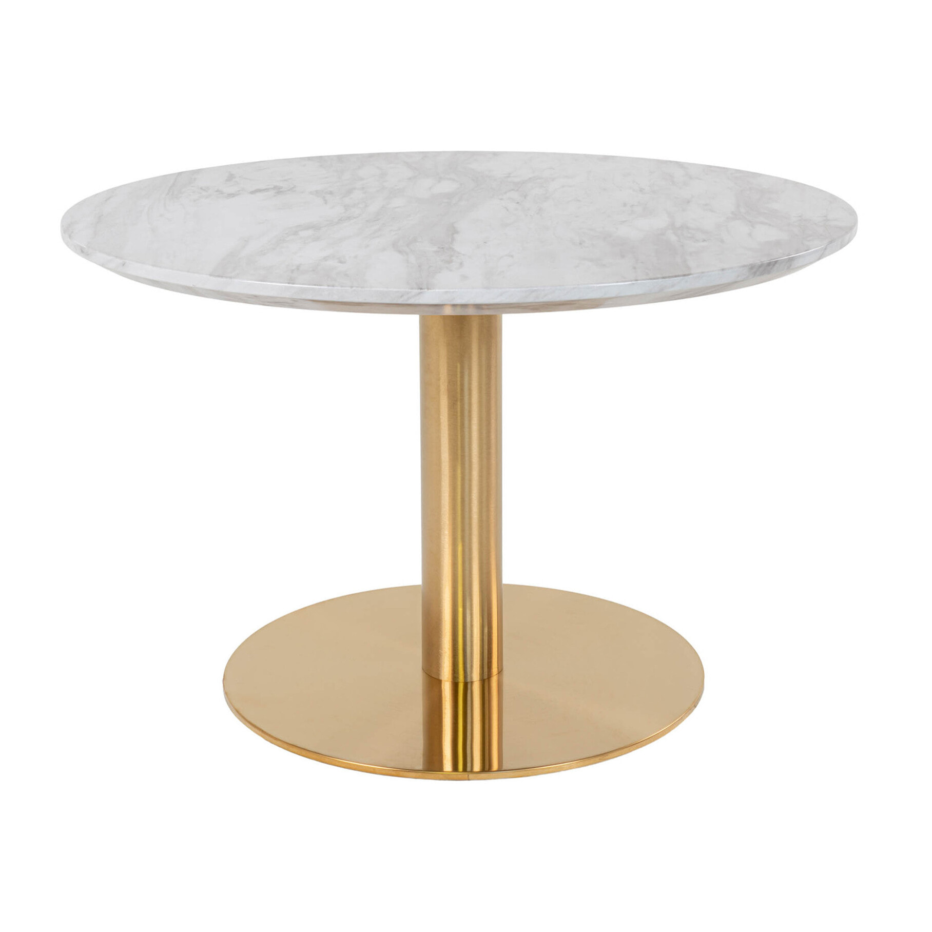 Valverde - table basse ronde - effet marbre - doré - 70 cm - Blanc / Doré