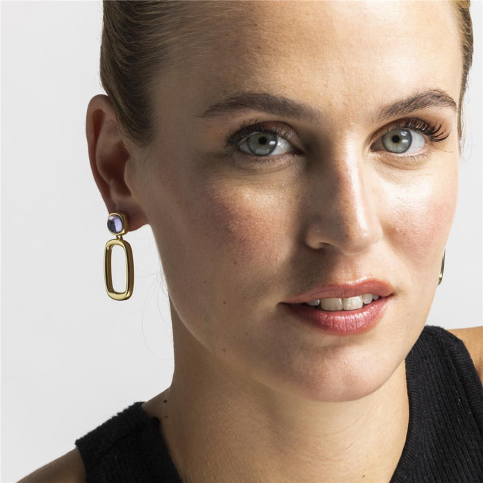 Pendientes con Cristal Morado acabado oro 18k