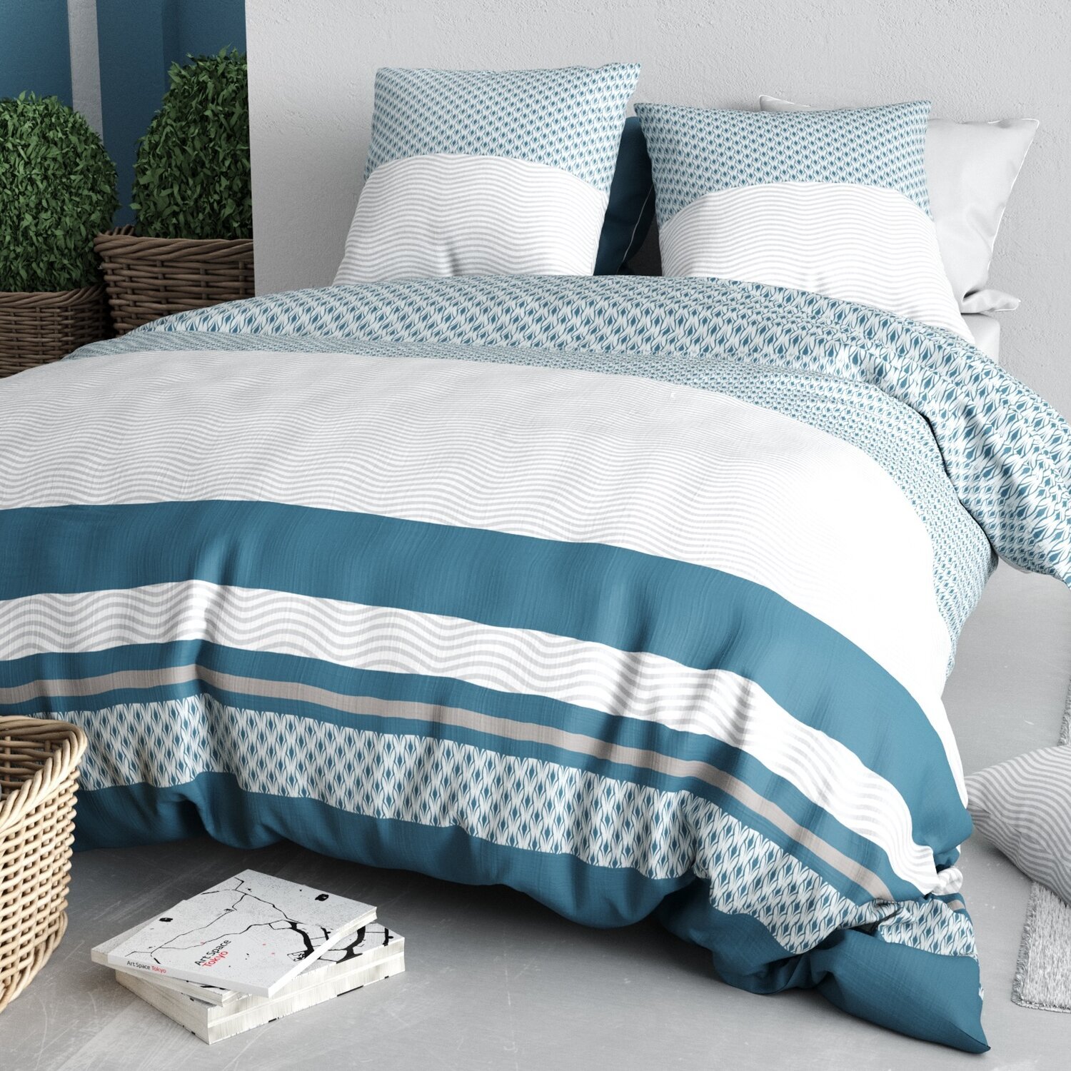 Parure housse de couette imprimé 100% coton - nocturne