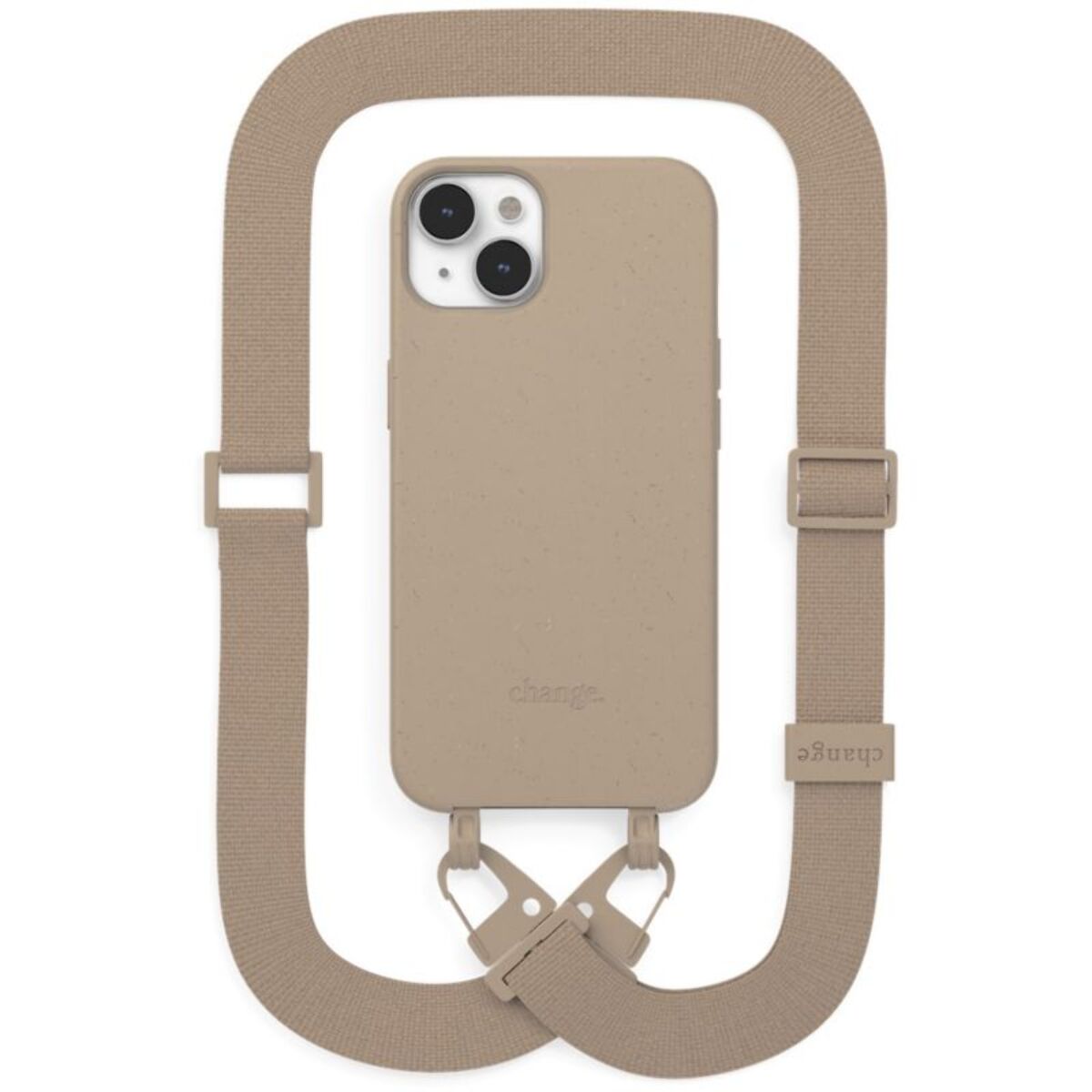 Coque avec cordon WOODCESSORIES iPhone 14 Tour de cou taupe