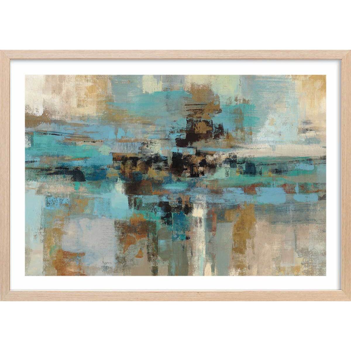 Affiche Fjord Affiche + cadre en bois - Chêne