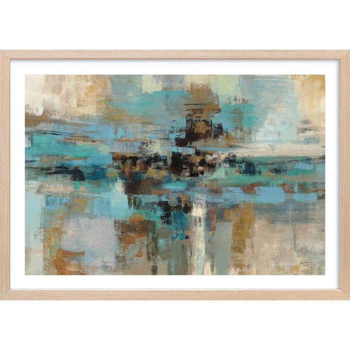 Affiche Fjord Affiche + cadre en bois - Chêne