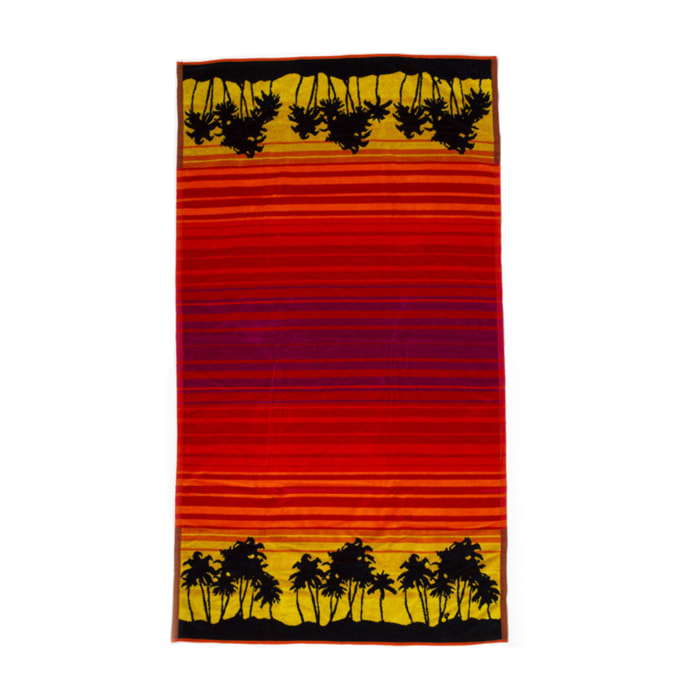 Telo Mare Spugna Jacquard Spiaggia Disegno Sunrise