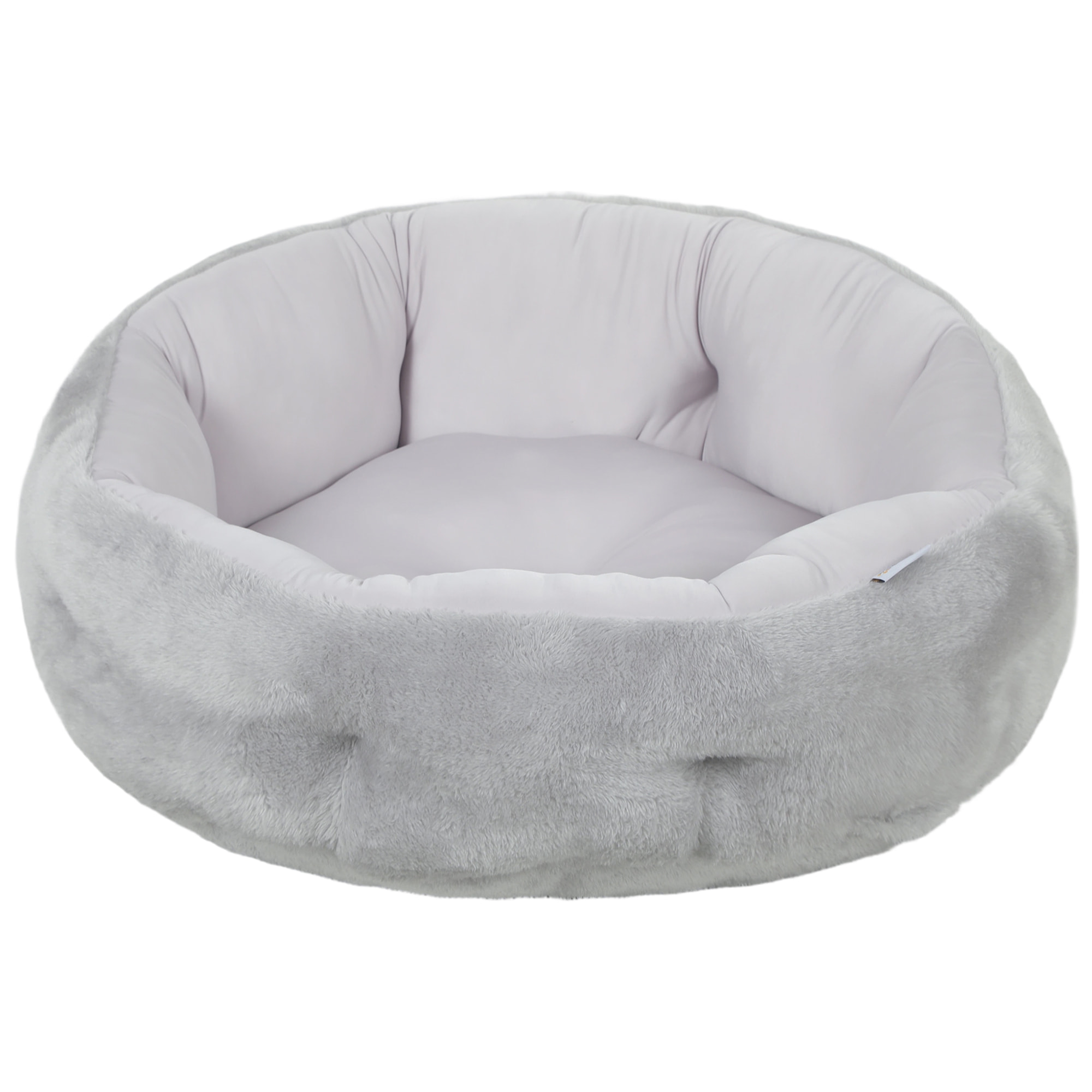 Lit pour chat réversible rebord de soutien tissu gris clair