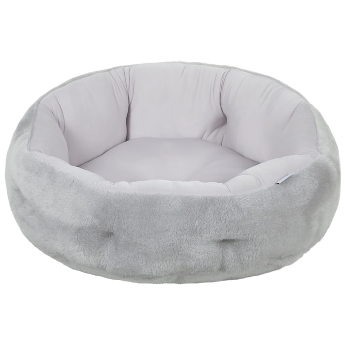 Lit pour chat réversible rebord de soutien tissu gris clair