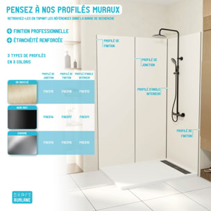 Jeu de 2 Profilés de finition en Aluminium Or Brossé pour Panneaux Muraux - 10x5x2100 mm