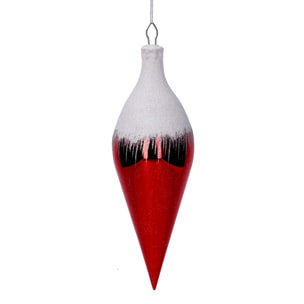 Sfera in plastica goccia innevata rosso cmh40