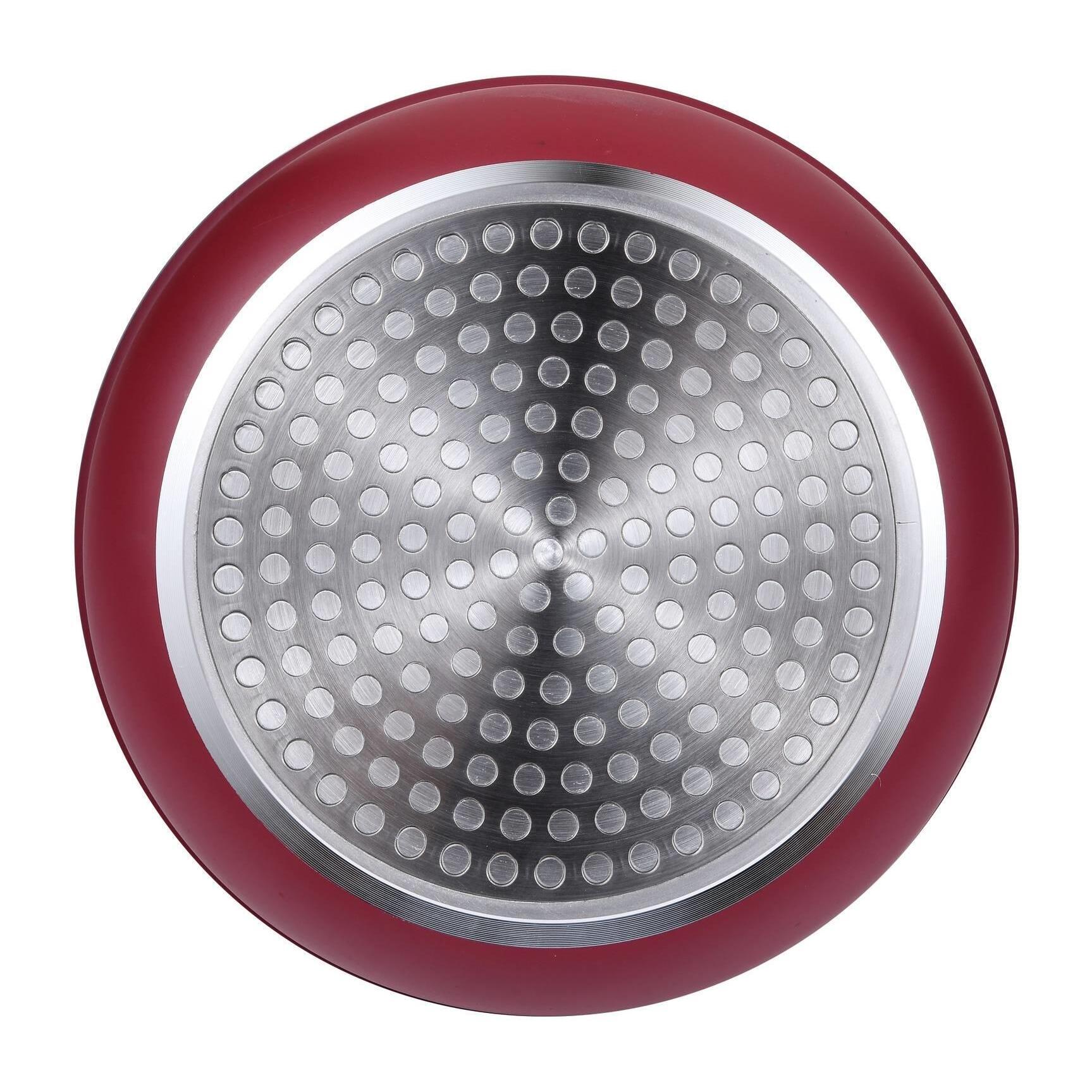 juego de 3 cazos ø16ø18ø20cm aluminio prensado rojo + mango extraíble