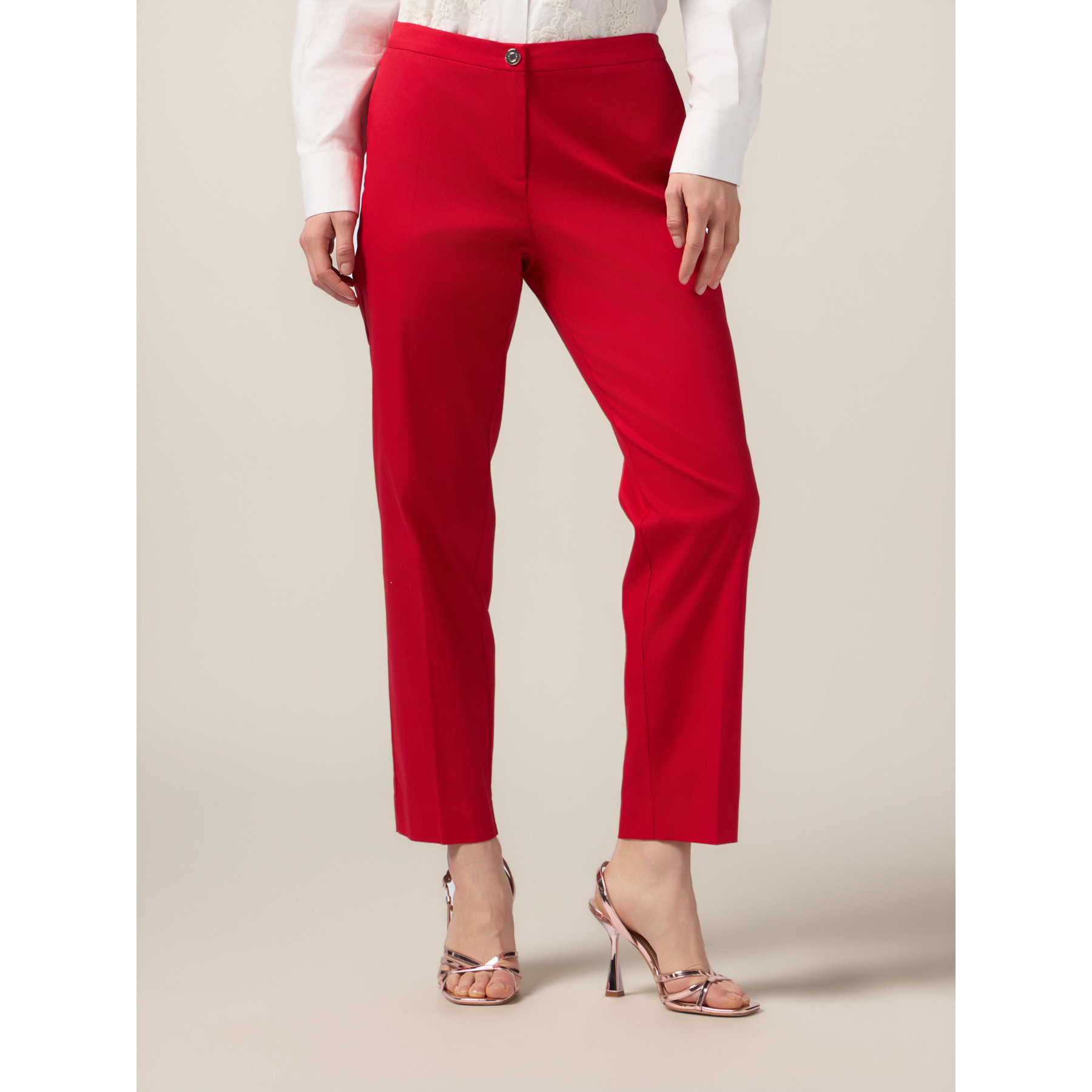 Oltre - Pantalones chinos de raso de algodón - Rojo