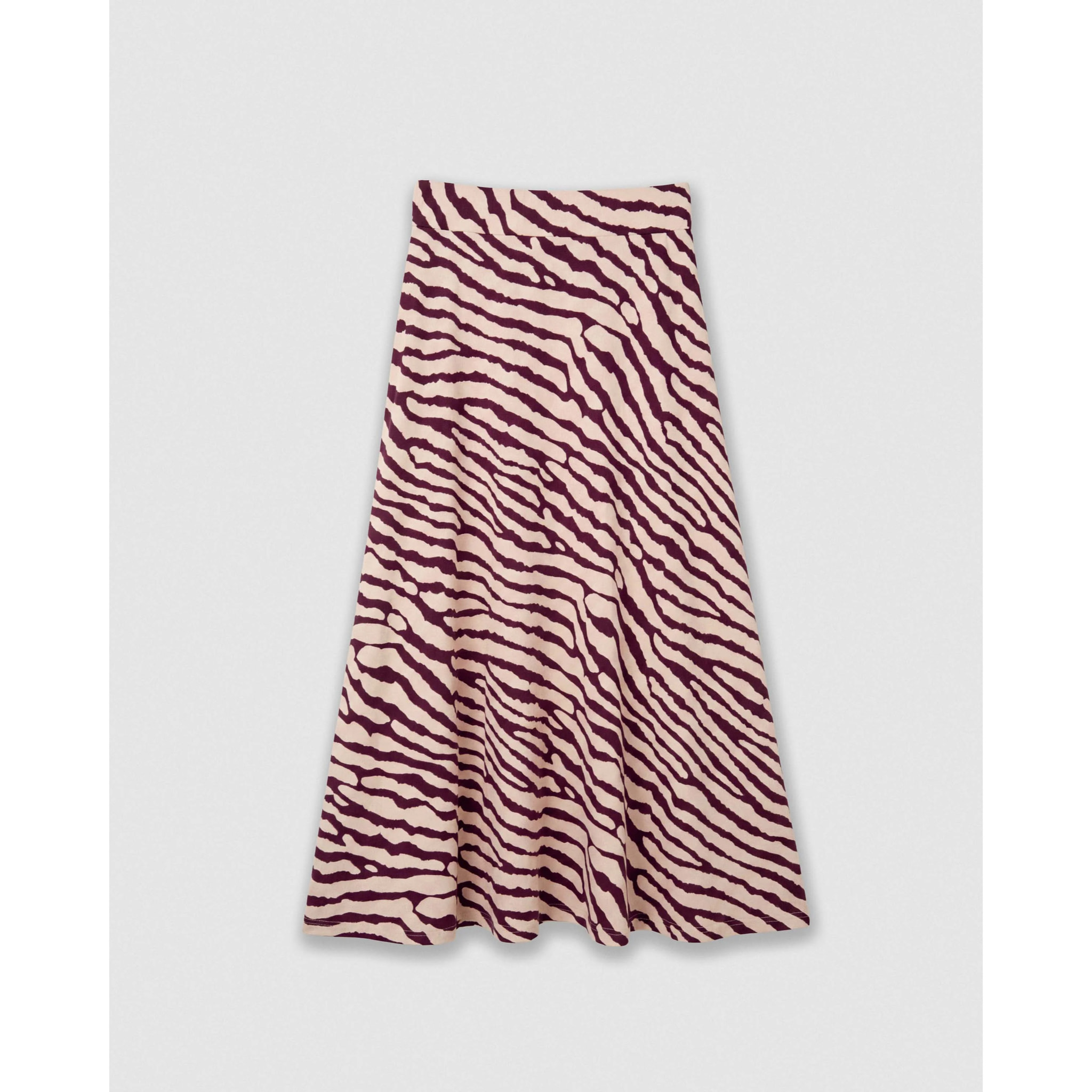Falda midi viscosa evasé soft rodas burdeos