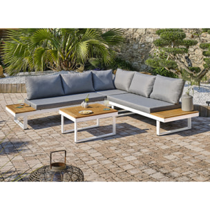 MIYAKO - Salon de jardin 5 places bois d'acacia et aluminium