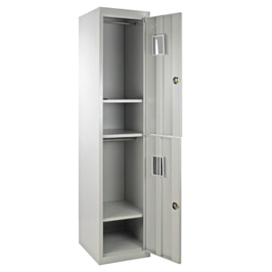 Armadietto metallico 2 ante grigio appendiabiti e ripiano inferiore