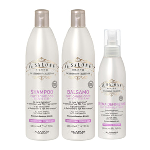 ALFAPARF MILANO Kit Il Salone Curl Shampoo 500ml + Conditioner 500ml + Crema Definizione 200ml