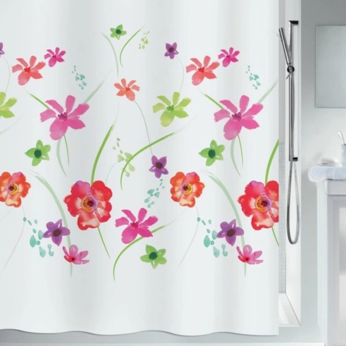 Spirella Rideau de douche Polyester FLOWER MEADOW 240x180cm Rouge