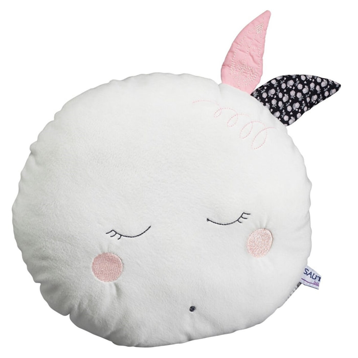 Coussin déco lune 30x30cm en polyester blanc