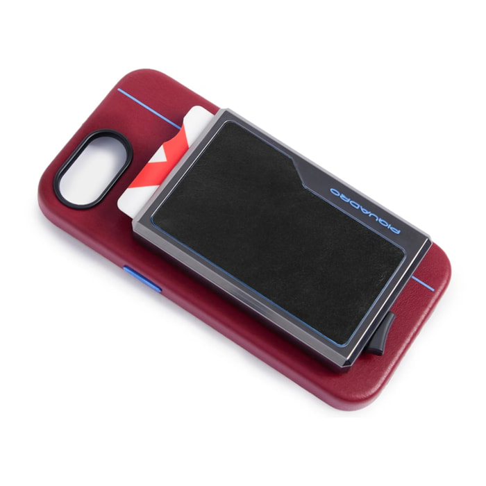 Piquadro Portacarte automatico MagSafe in alluminio e pelle con protezione RFID