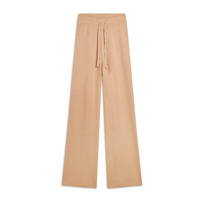 Pantalone comfort fit in maglia tricot rasata senza cuciture