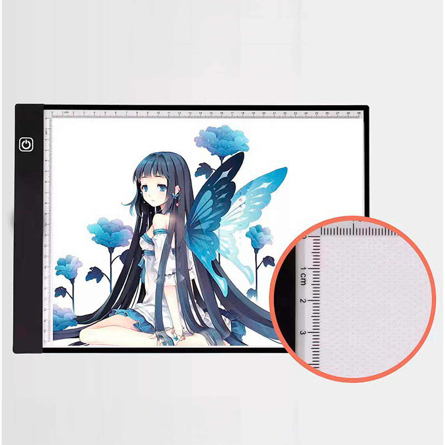 Tavola da disegno LED retroilluminata dimensione A3 con scala.