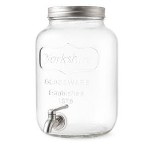 Dispenser in Vetro per Bevande 4L con Rubinetto in Acciaio Cromato Lavabile in Lavastoviglie Ideale per Feste Aperitivi e Campeggio Trasparente