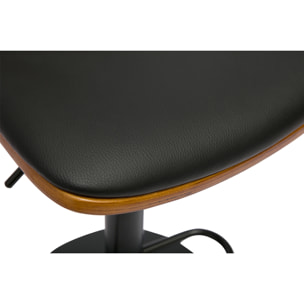 Tabouret de bar réglable noir et bois foncé DOA