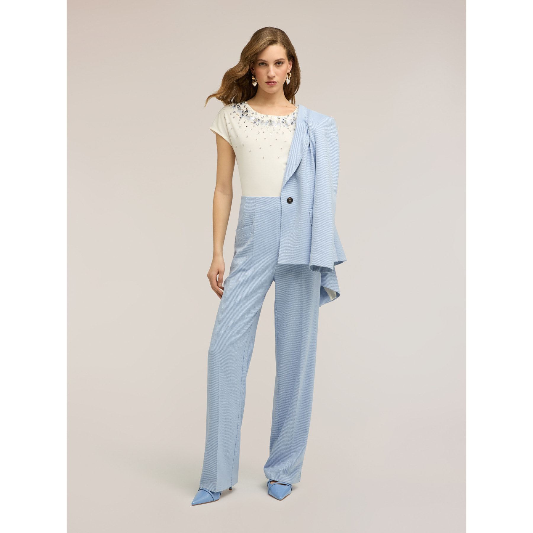 Motivi - T-shirt con ricamo di paillettes - Bianco