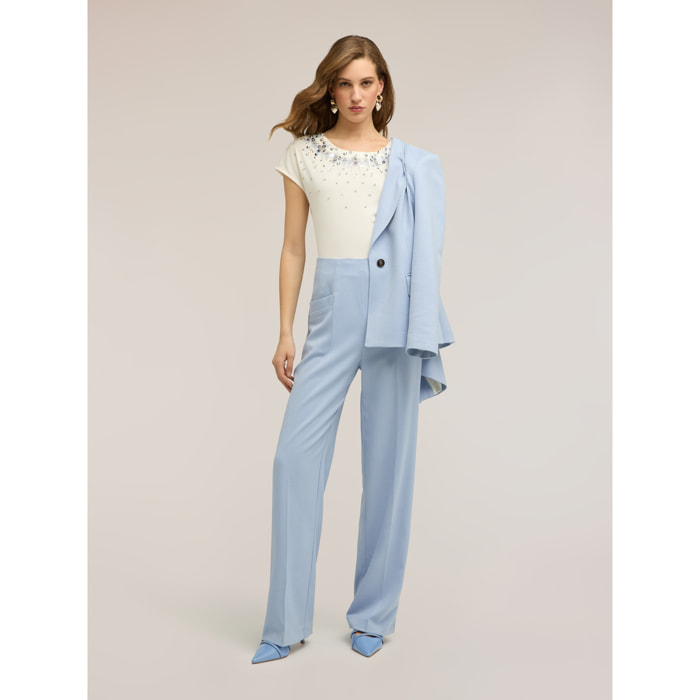 Motivi - T-shirt con ricamo di paillettes - Bianco