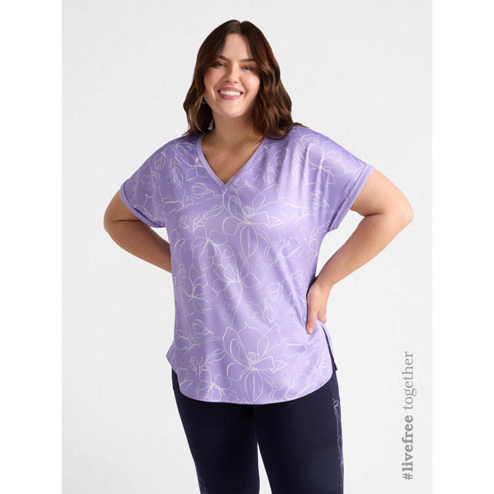 Fiorella Rubino - T-shirt floreale con viscosa LENZING™ ECOVERO™ - Viola