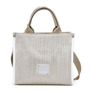 Bolso de mano plateado con cremallera