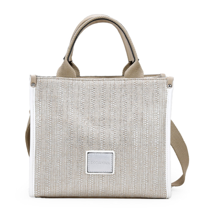 Bolso de mano plateado con cremallera