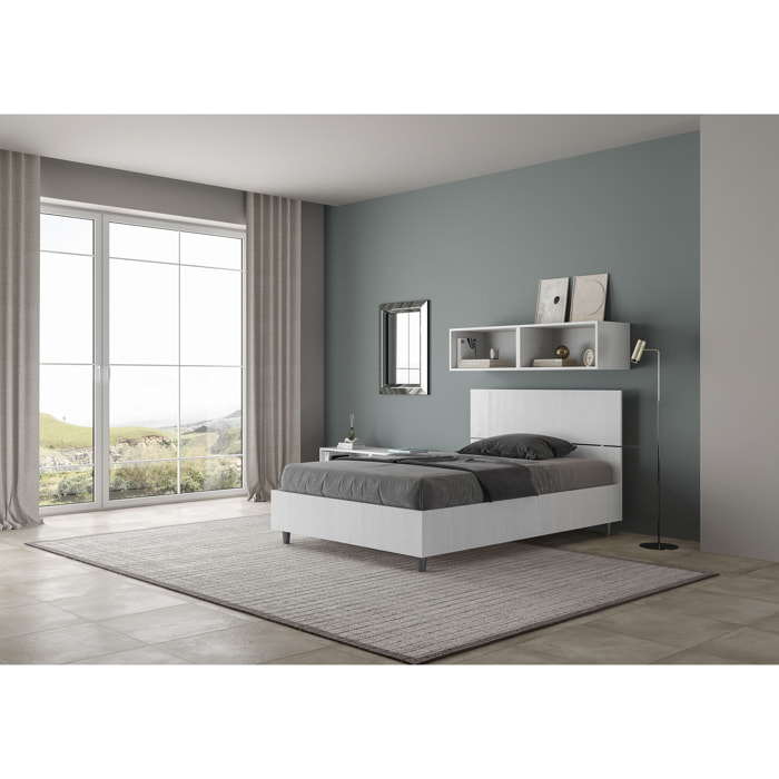 Cama sin somier 120x190 con cabecera recta fresno blanco Demas