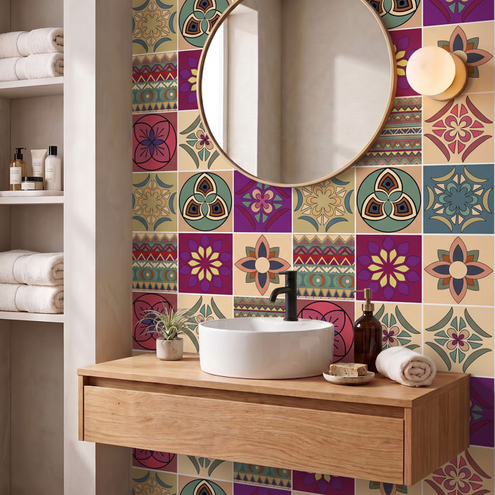 Stickers muraux - Sticker Mural Carrelage adhésif Cuisine Salle de Bain - 12 STICKERS CARRELAGES AZULEJOS MELILLA