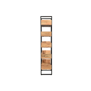 Bibliothèque industrielle en bois massif et métal noir L90 cm TAO