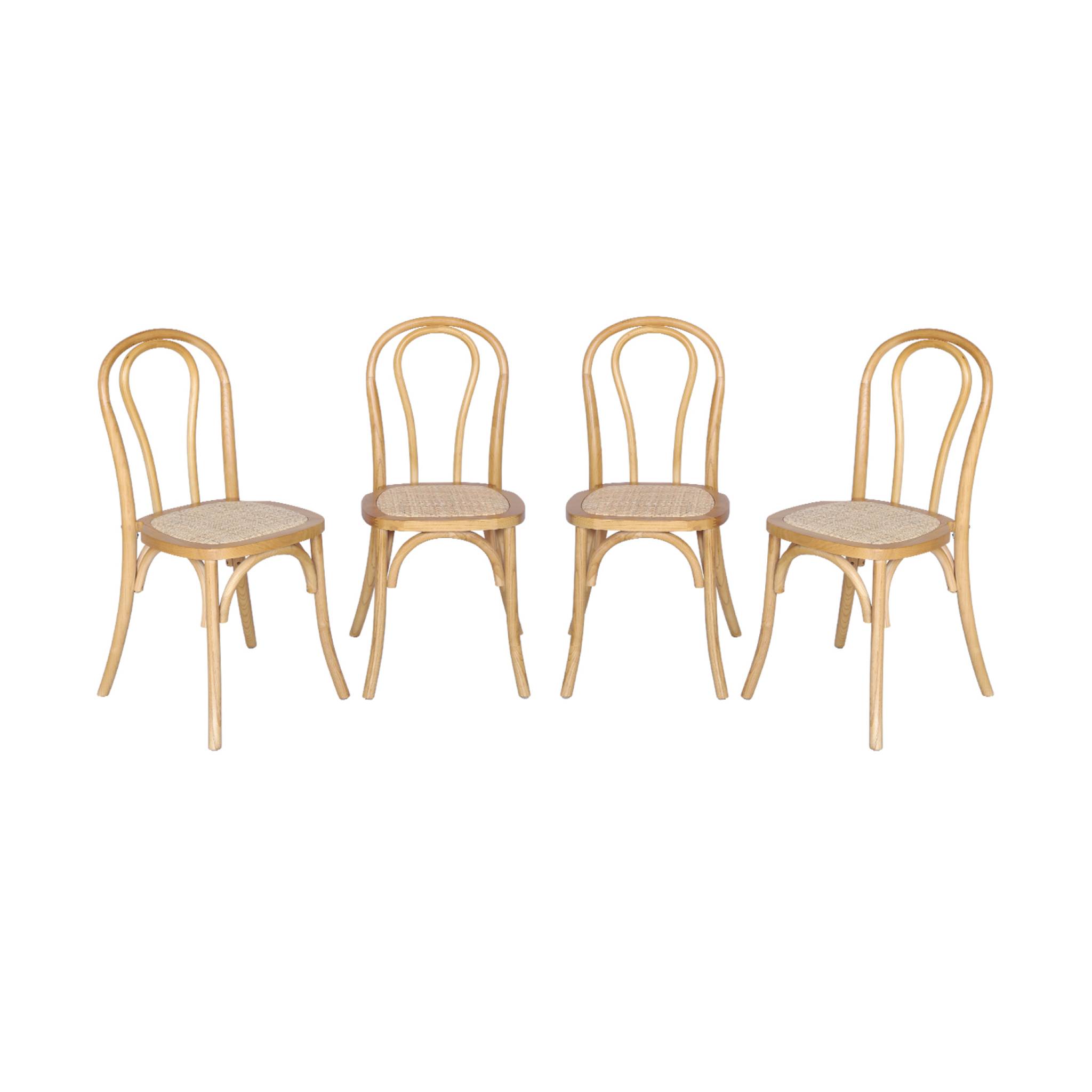 Chaise vintage bois et rotin (lot de 4) BASTILLE
