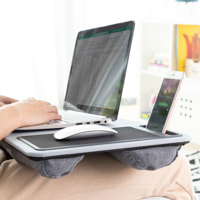 Scrivania Portatile Computer Con Cuscino XL Deskion Innovagoods - Grigio E Nero - 57,5x30,5x5,8 cm