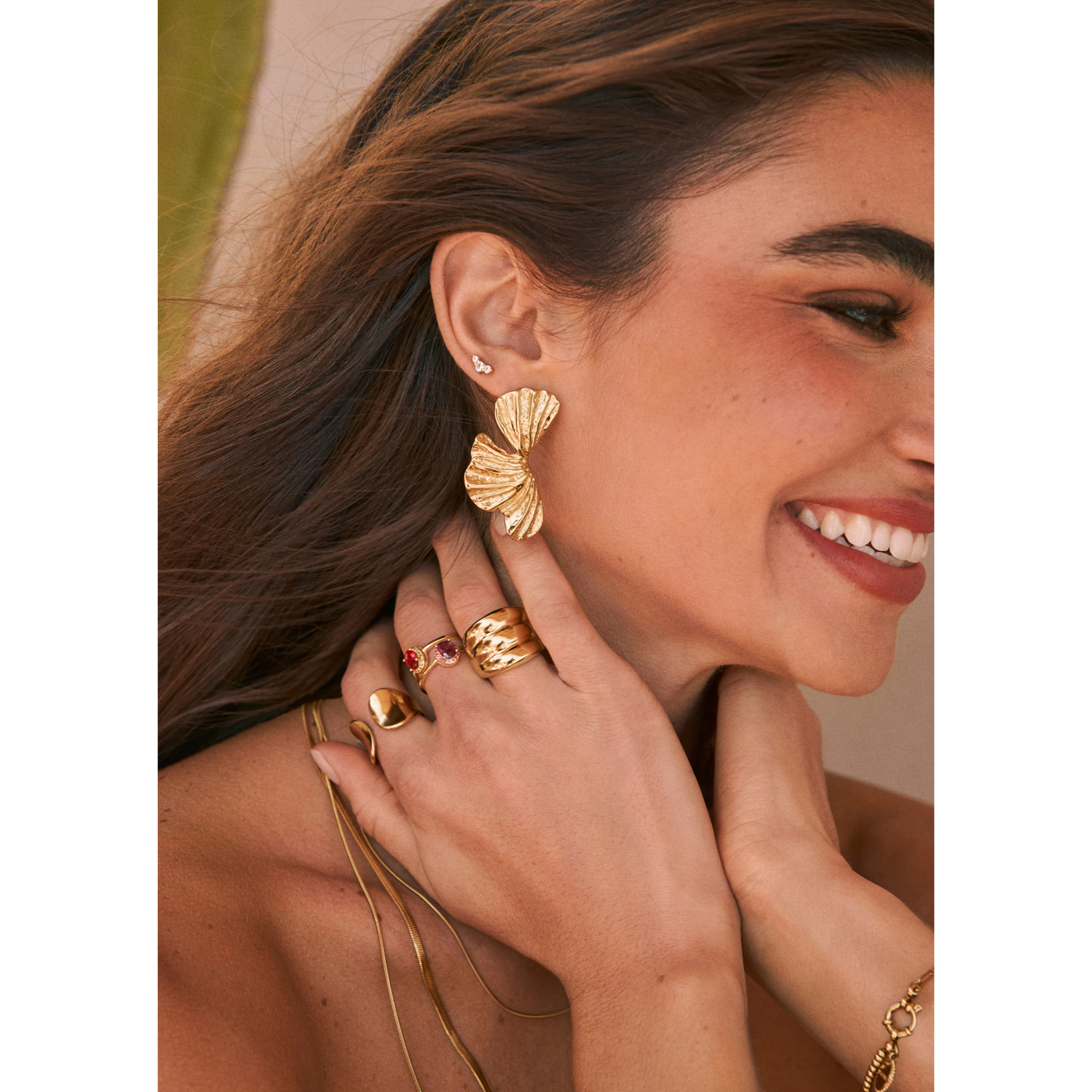 Anillo Dune Acero Baño Oro