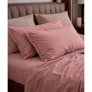 Coppia Federe cuscini letto RASO ROSA tinta unita 100% Raso di Cotone e Made in Italy