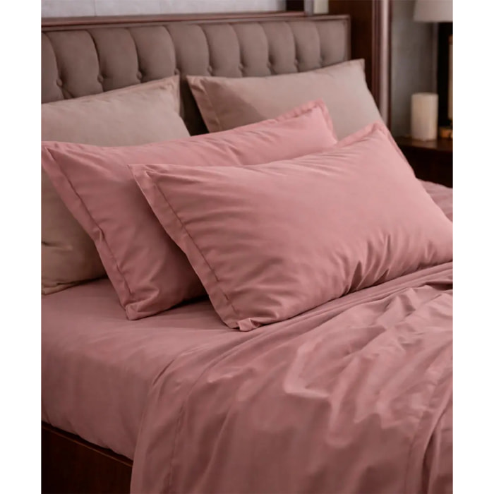 Coppia Federe cuscini letto RASO ROSA tinta unita 100% Raso di Cotone e Made in Italy