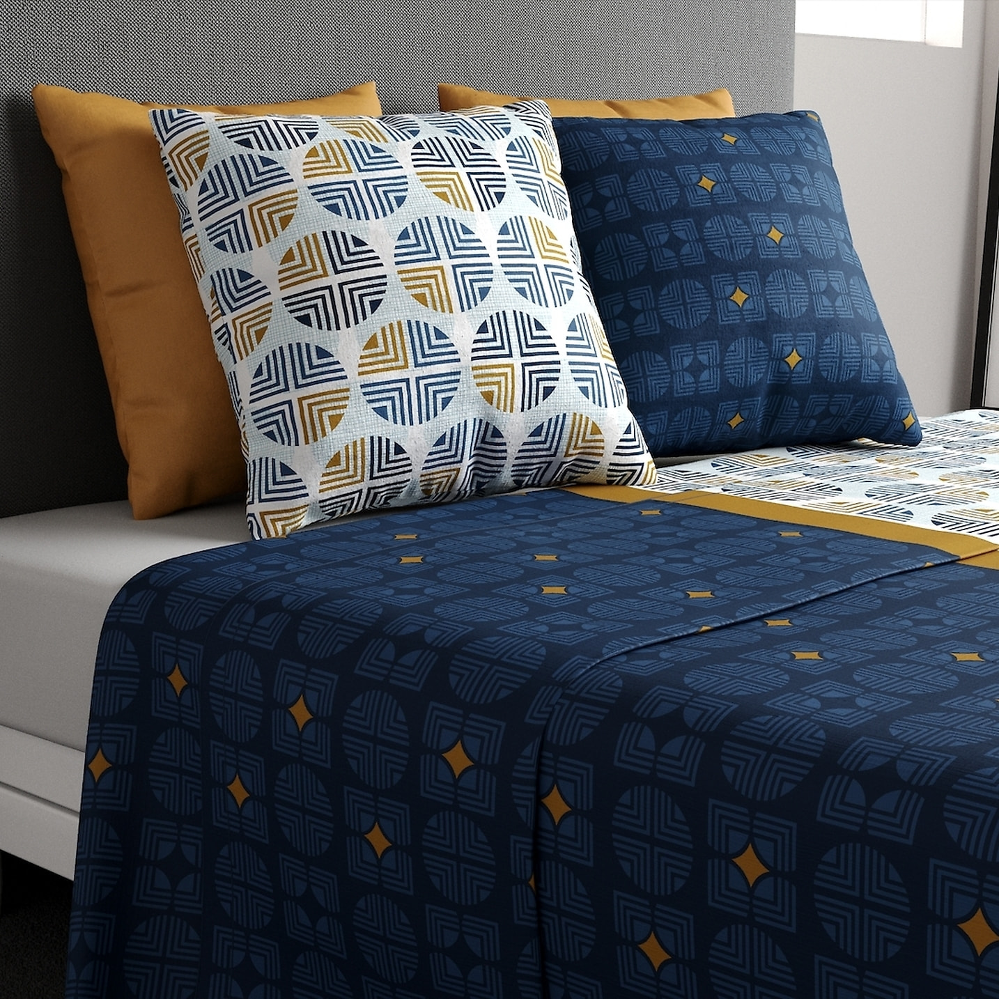 Parure De Drap 3pcs avec Drap Housse 90x190cm 100% Coton 57fils-sirius
