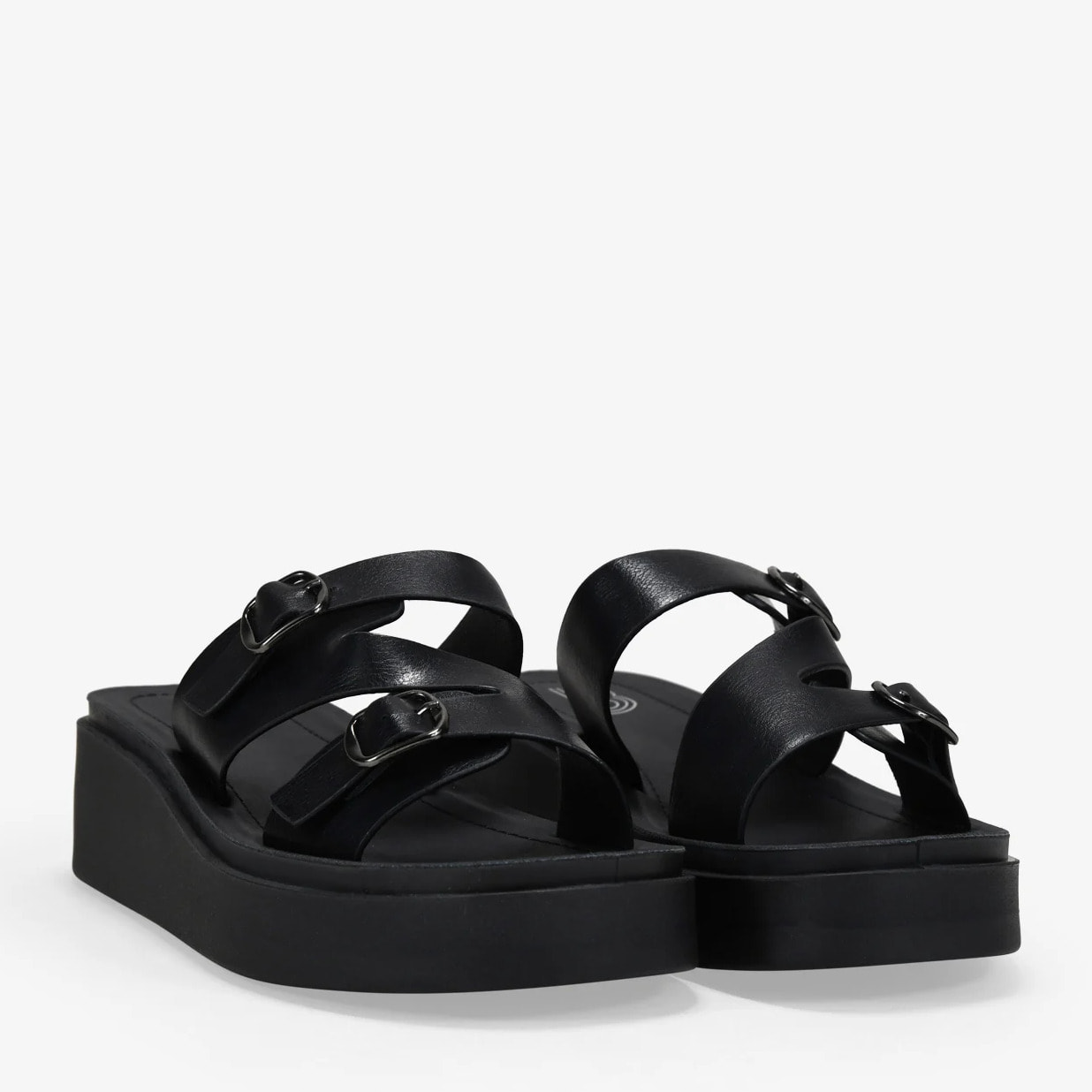 Sandalias de cuña negras con hebillas