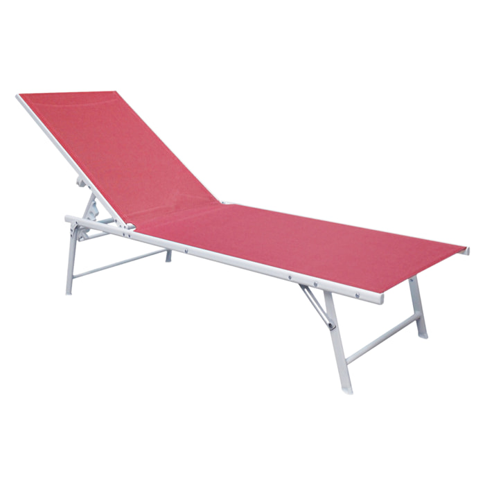 Lot de 2 bains de soleil pliants SICILIA en textilène rose - structure blanche