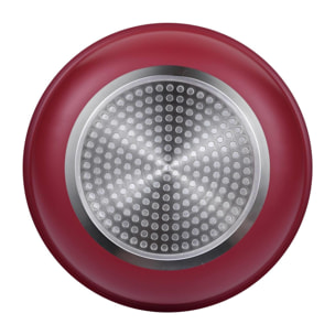 juego de 2 sartenes ø22ø26cm aluminio prensado rojo + mango extraíble